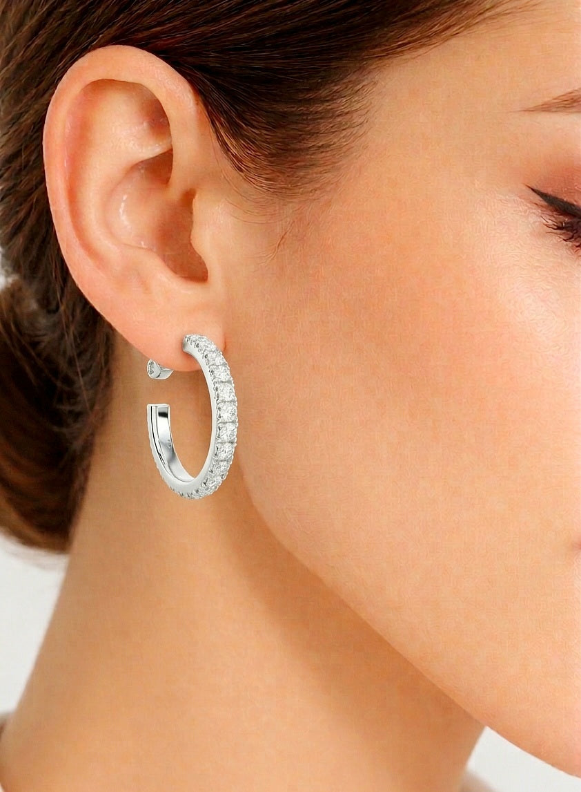 Round Cut Top Grade Diamond Antique Elegant Cluster Art Deco Perfect Hoop Earring Gift For Her - HIGHCARAT DIAMONDS #wearthelook