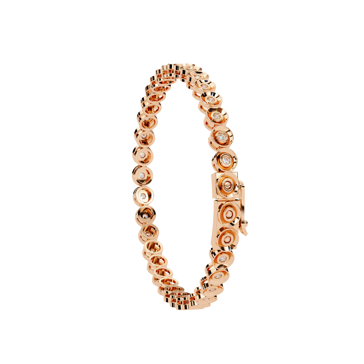 Round Cut Diamond Bezel Set Art Deco Delicate Timeless Handmade Stacking Vintage Tennis Bracelet - HIGHCARAT DIAMONDS