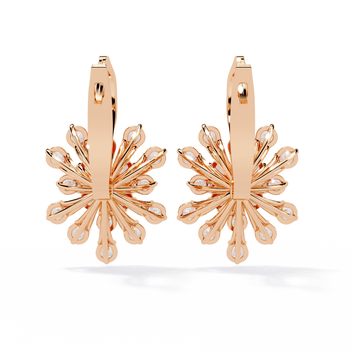 Round Cut Diamond Unique Flower Shape Stunning Prong Set Sparkling Dainty Hoop Earring Gift For Her - HIGHCARAT DIAMONDS