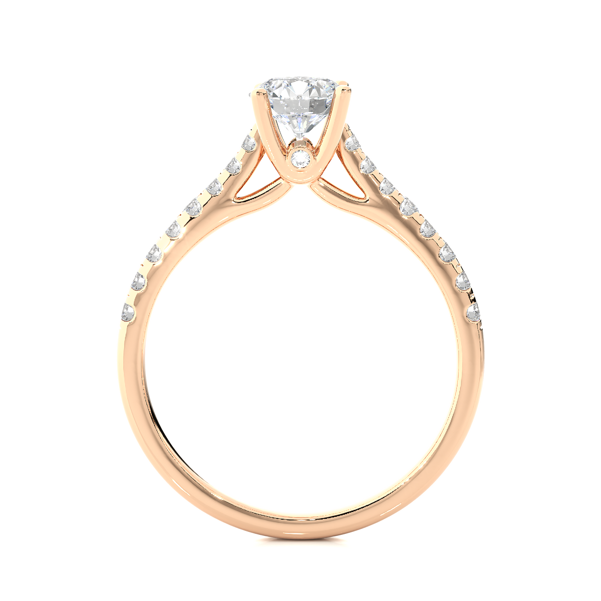 Round Cut Lab grown Diamond,14k solid rose gold Engagement Accented Ring For Special - HIGHCARAT DIAMONDS
