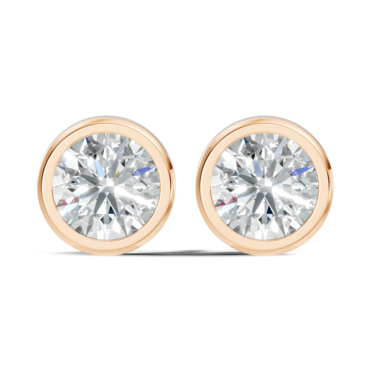 Round Shape Lab Grown Diamond 10k Solid Gold Diamond Earrings For New Party Wear Look For Women - HIGHCARAT DIAMONDS