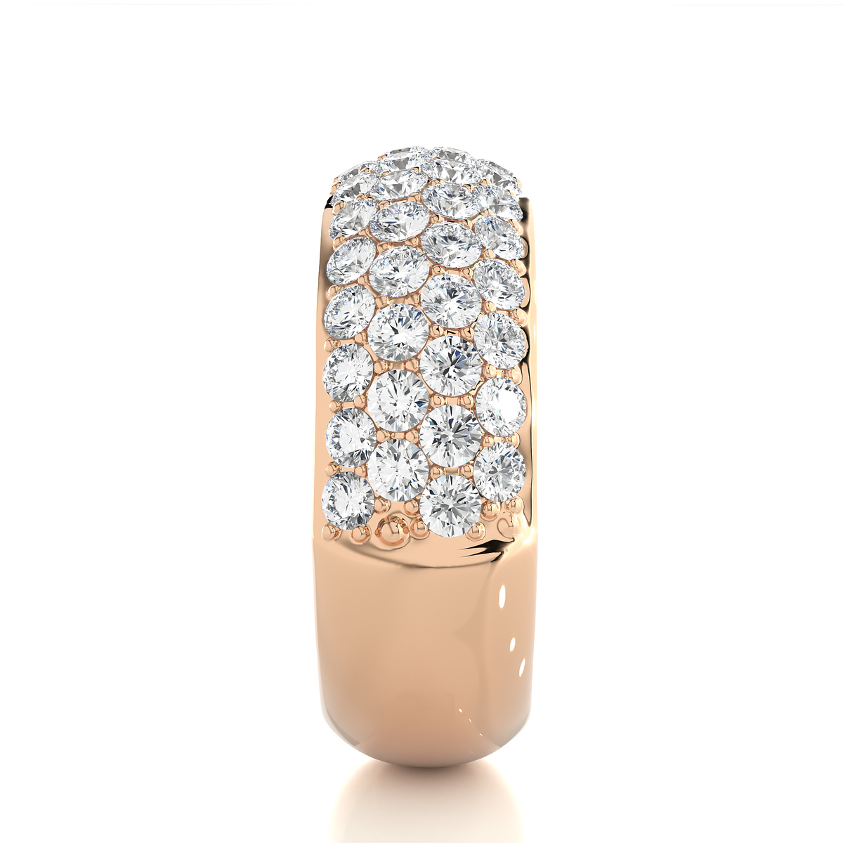 Elegant Round Diamond Half Eternity Band Ring in 18K Solid Gold For Special Occasions - HIGHCARAT DIAMONDS