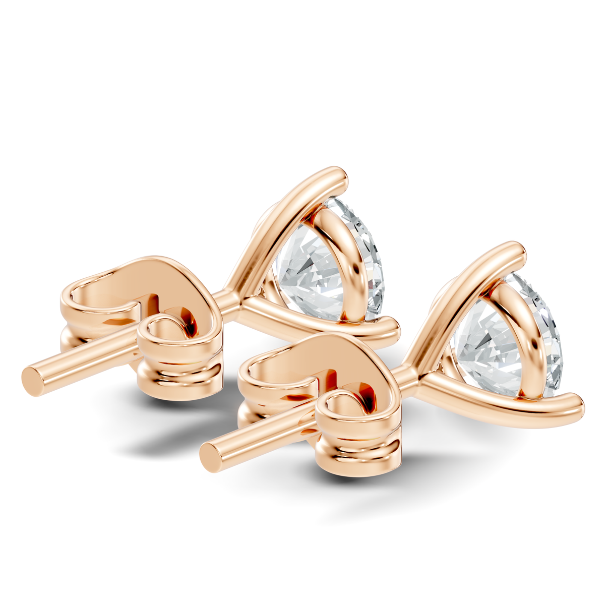 Round Lab Grown Diamond Solitaire Stud Earring - HIGHCARAT DIAMONDS