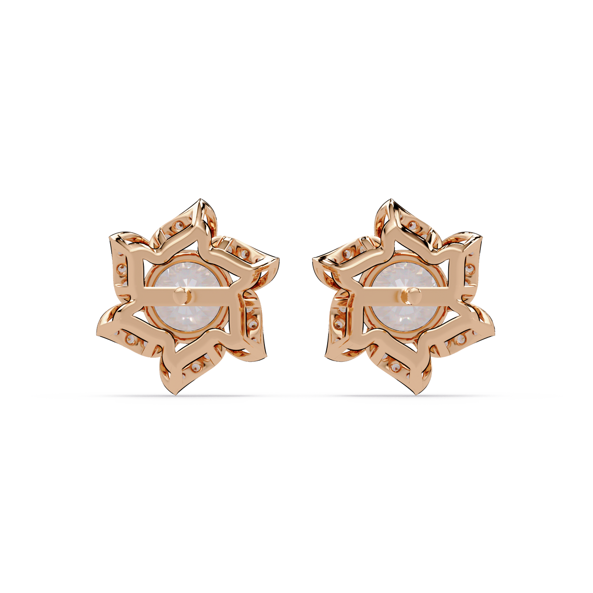 Round Lab Grown Diamond Starburst Cluster Stud Earring - HIGHCARAT DIAMONDS