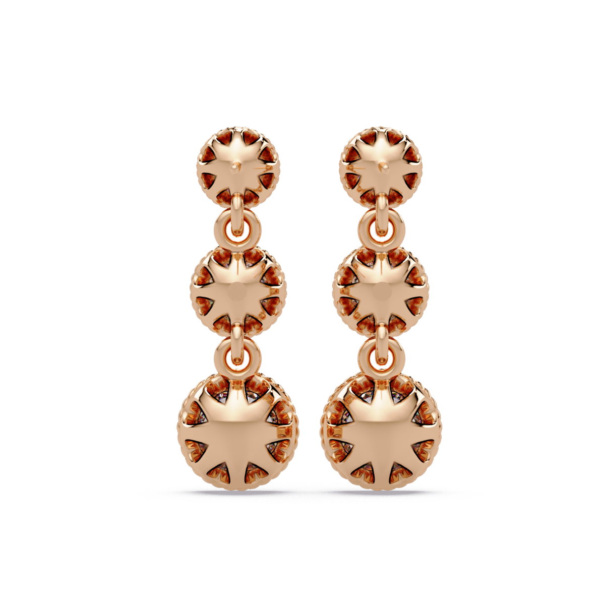 Round Lab Grown Diamond Three Stone Drop Earrings - HIGHCARAT DIAMONDS