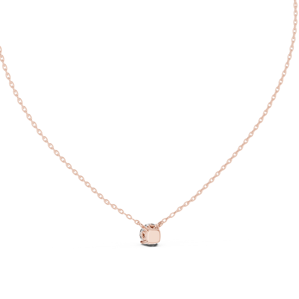 Round Lab Grown Prong Set Diamond Solitaire Pendant Alternate Angle