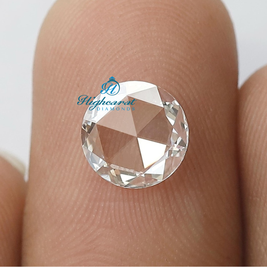 High Clarity Round Rose Cut Lab Grown Diamond with antique inspired faceting
