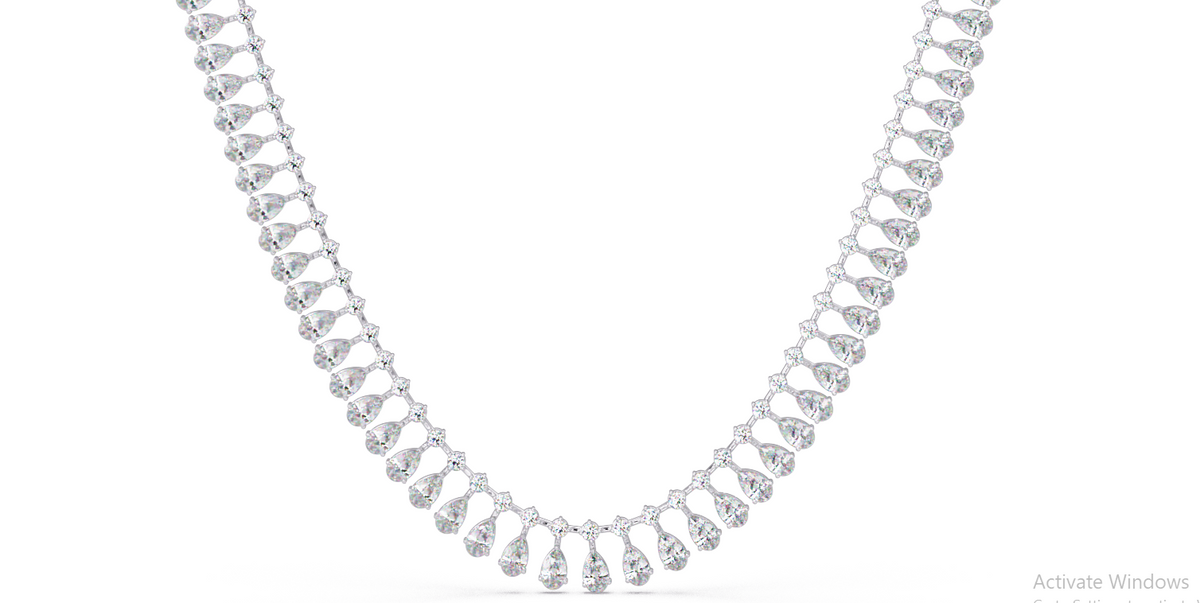 Tennis Round & Pear Cut Rose Gold Lab Grown Diamond Necklace - HIGHCARAT DIAMONDS