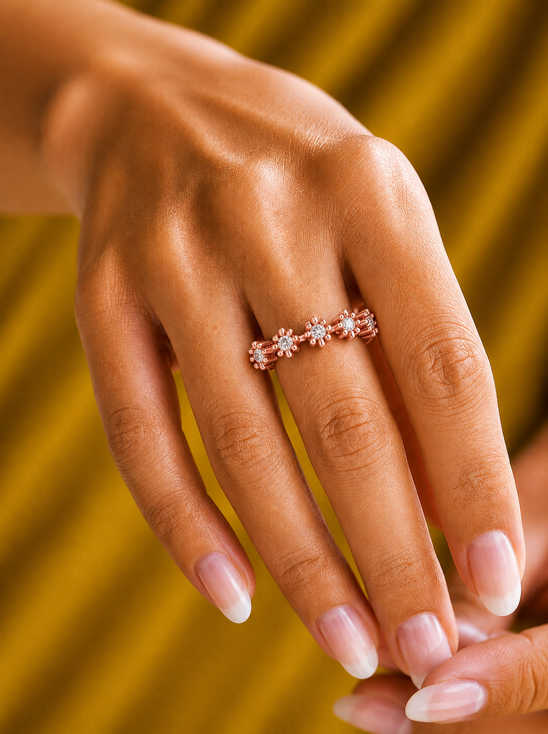 Vintage Inspired Round Diamond Ring Solid Gold Wedding Band For Women's - HIGHCARAT DIAMONDS