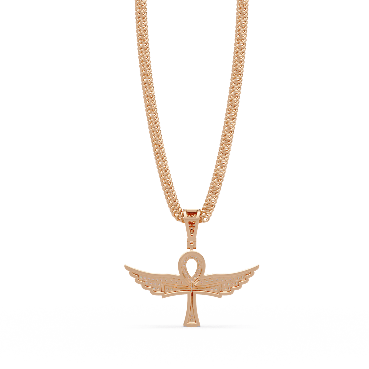 Winged Ankh Lab Grown Diamond Pendant Necklace - HIGHCARAT DIAMONDS
