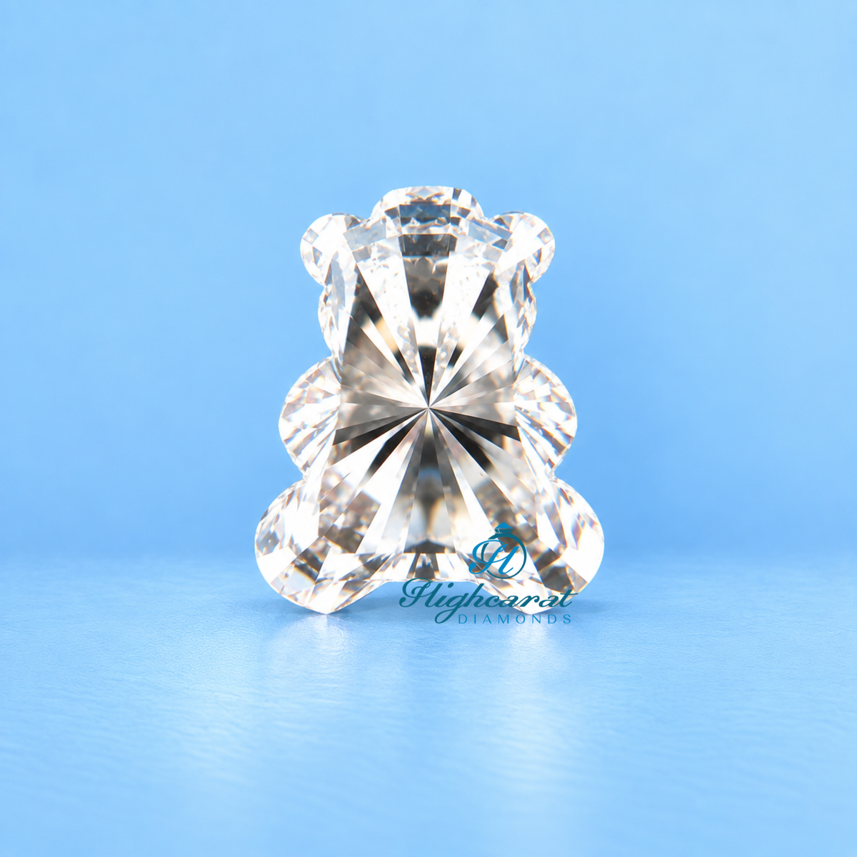 Close-up of teddy bear shape lab grown diamond
