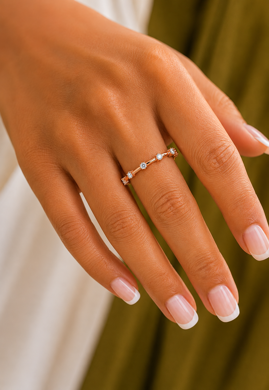 Dainty 0.08 CT Round Diamond Band Ring for Womens Comfortable and Stylish - HIGHCARAT DIAMONDS