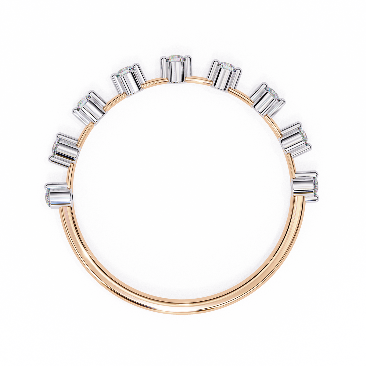 Round Cut 0.11Ct Diamond Prong Set Dainty Stackable Cluster Vintage Stacking Daily Wear Band For Her - HIGHCARAT DIAMONDS