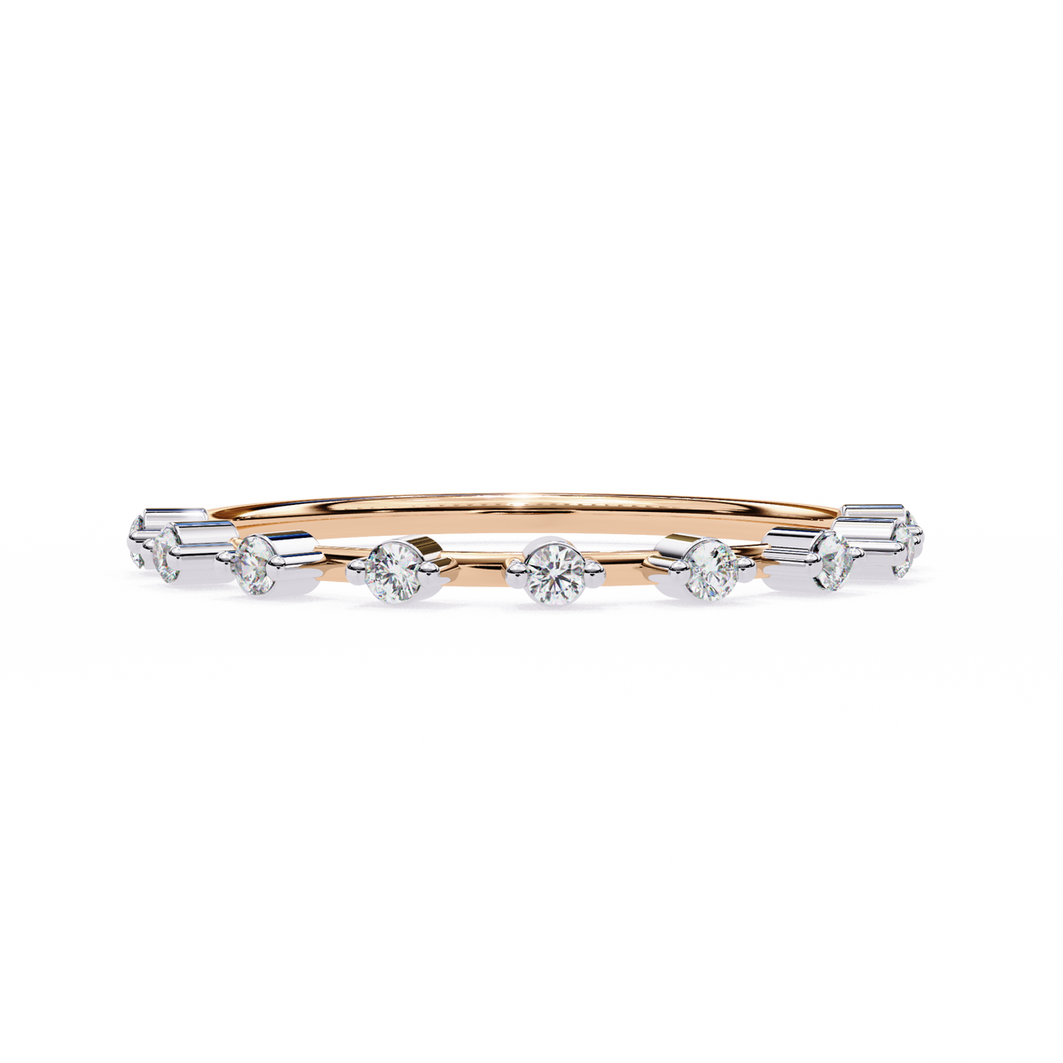 Round Cut 0.11Ct Diamond Prong Set Dainty Stackable Cluster Vintage Stacking Daily Wear Band For Her - HIGHCARAT DIAMONDS