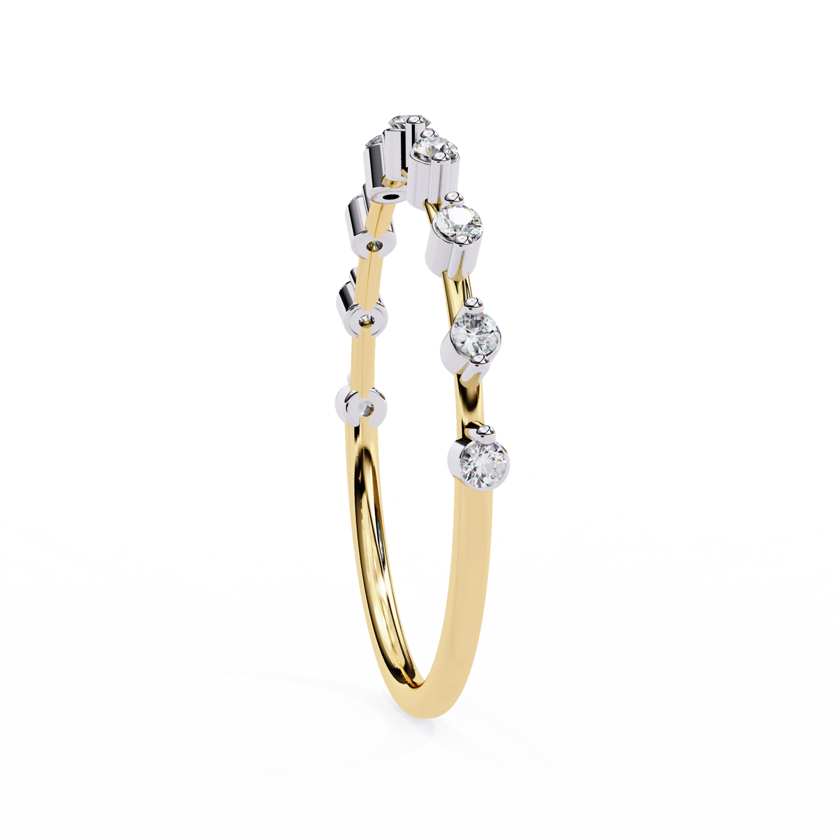 Round Cut 0.11Ct Diamond Prong Set Dainty Stackable Cluster Vintage Stacking Daily Wear Band For Her - HIGHCARAT DIAMONDS