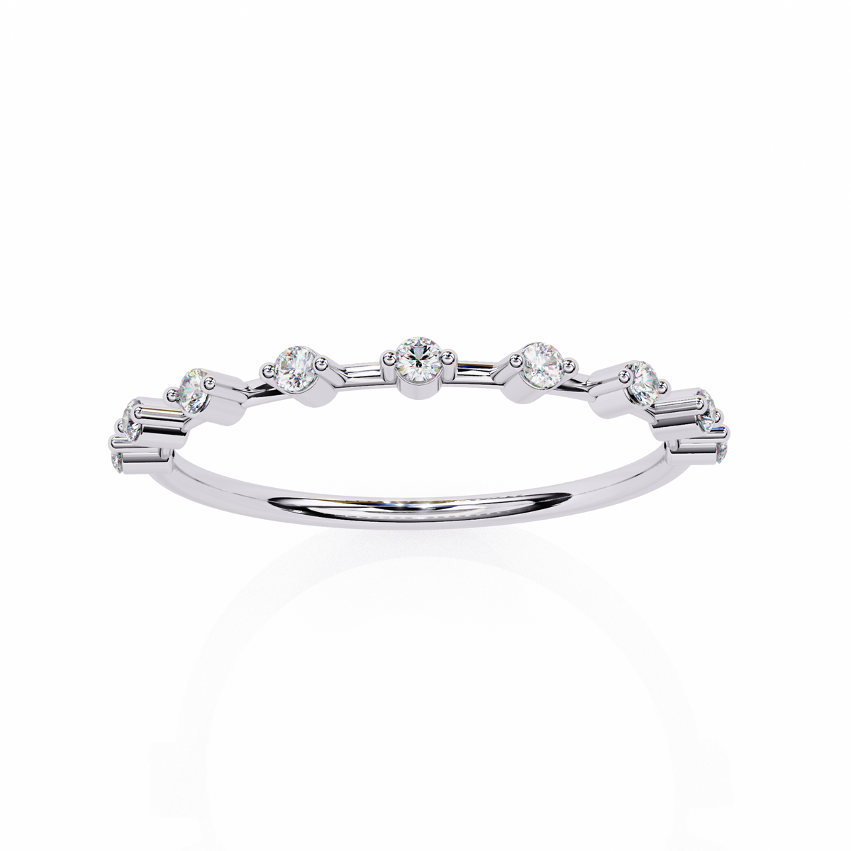Round Cut 0.11Ct Diamond Prong Set Dainty Stackable Cluster Vintage Stacking Daily Wear Band For Her - HIGHCARAT DIAMONDS