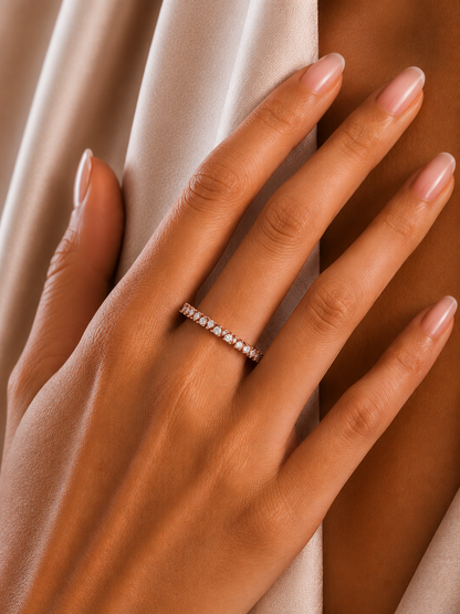 0.11 CT Round Diamond Wedding Band Ring in 14K Gold for Women Lab-Grown or Natural - HIGHCARAT DIAMONDS