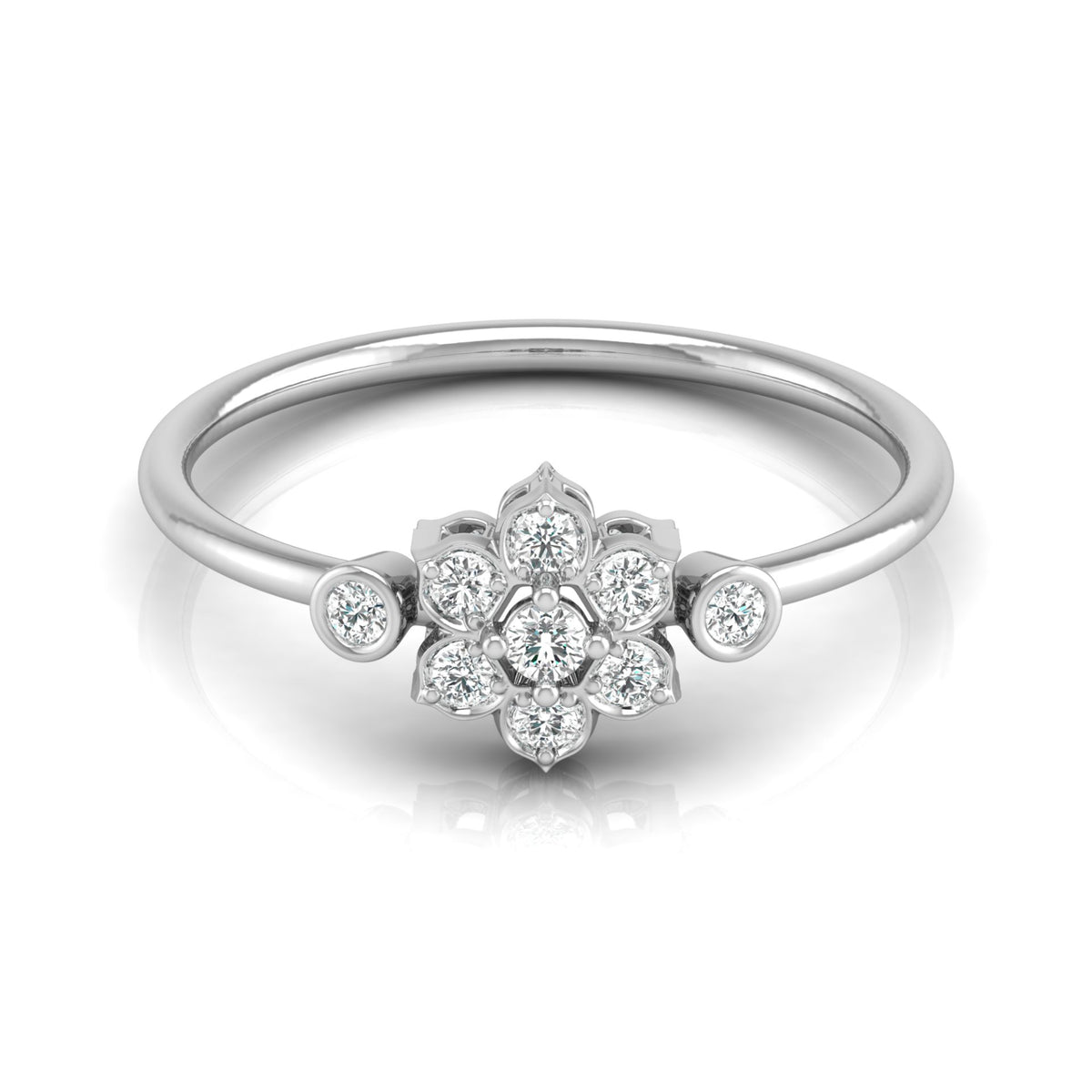 0.14 CT Round Cut Bezel Set Floral Wedding Ring Nature-Inspired Jewelry For Women's - HIGHCARAT DIAMONDS