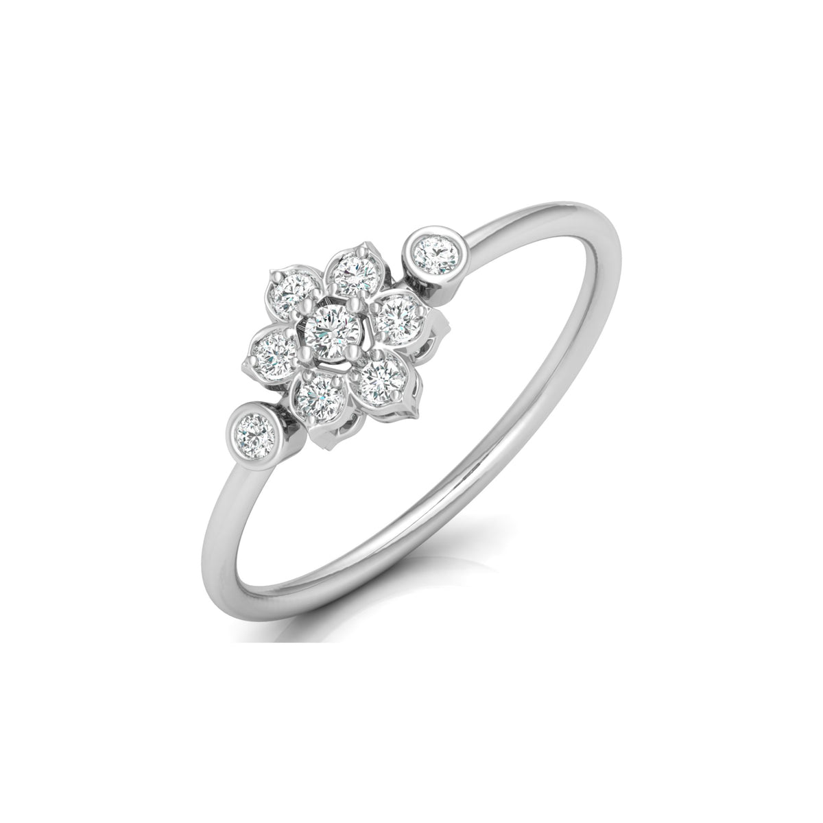 0.14 CT Round Cut Bezel Set Floral Wedding Ring Nature-Inspired Jewelry For Women's - HIGHCARAT DIAMONDS