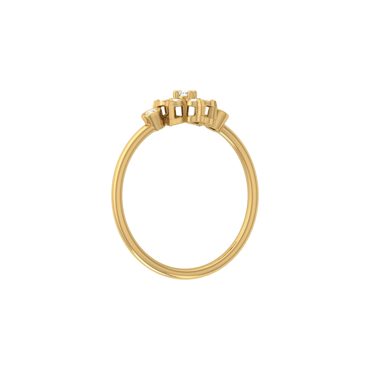 0.14 CT Round Cut Bezel Set Floral Wedding Ring Nature-Inspired Jewelry For Women's - HIGHCARAT DIAMONDS