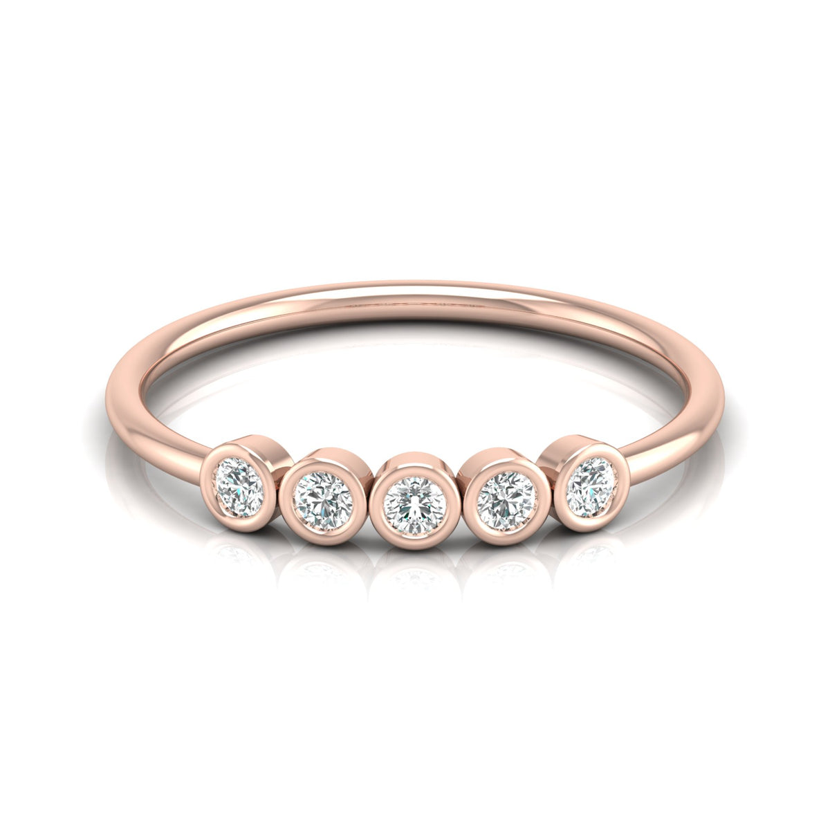 0.15 CT Bezel Set Round Diamond Engagement Ring for Her In 14KT Gold Plated Minimalist Style Lab Grown or Natural - HIGHCARAT DIAMONDS