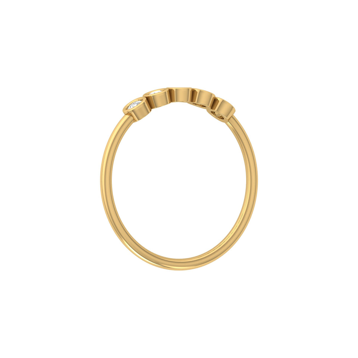 0.15 CT Bezel Set Round Diamond Engagement Ring for Her In 14KT Gold Plated Minimalist Style Lab Grown or Natural - HIGHCARAT DIAMONDS
