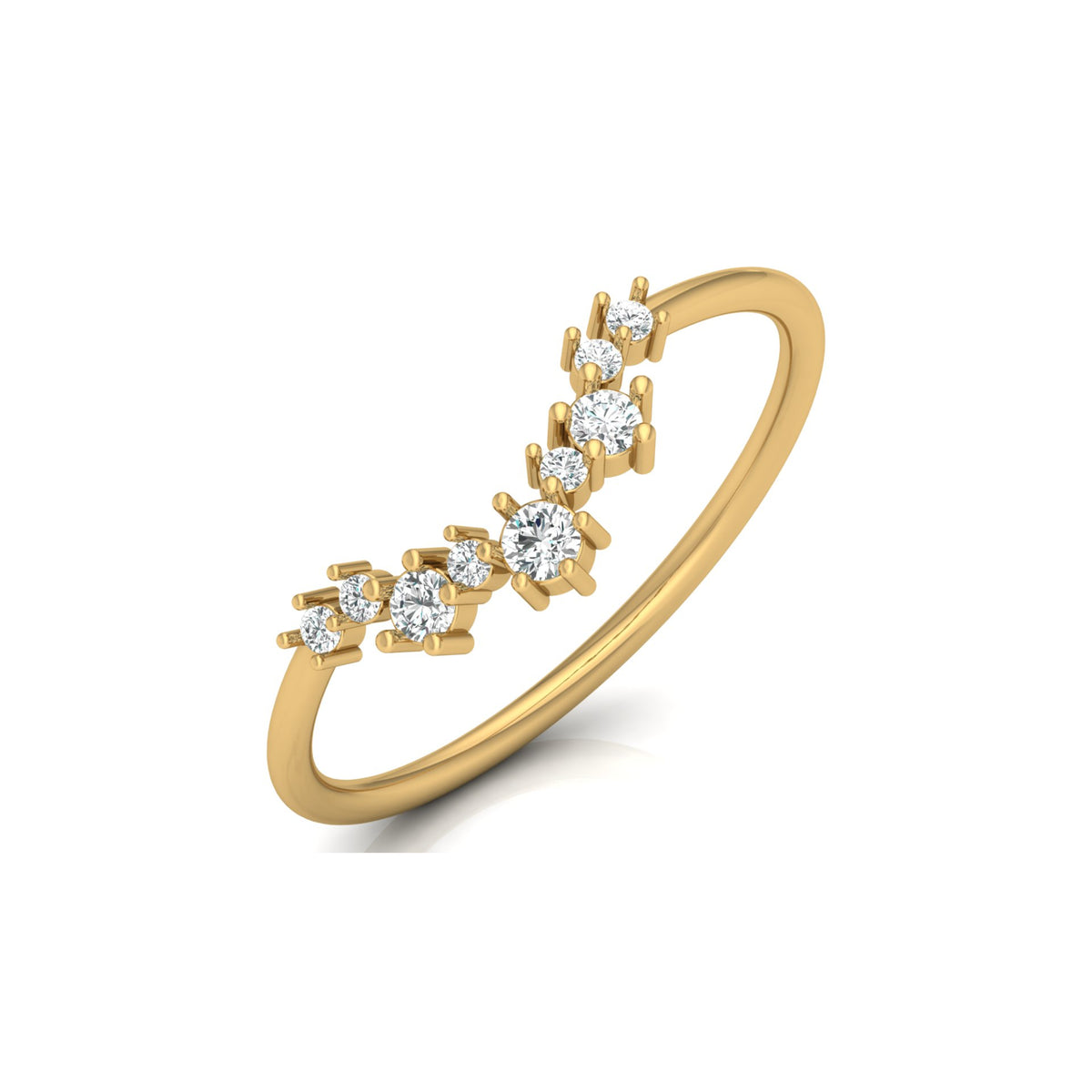 0.15 CT Round Shaped Diamond  V Half Eternity Wedding Band Ring For women's In 14K Solid Gold - HIGHCARAT DIAMONDS