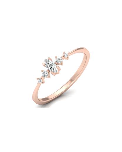 0.16 CT Round And Marquise Lab OR Natural Diamond Band Ring Anniversary Special - HIGHCARAT DIAMONDS