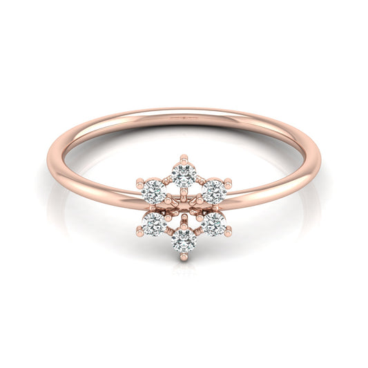 0.16 Carat Floral Diamond Wedding Ring Affordable Round Diamond Band for Women in Solid Gold - HIGHCARAT DIAMONDS
