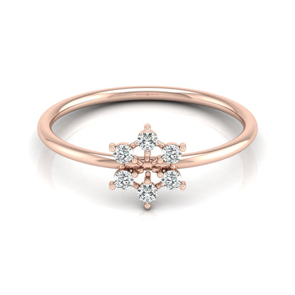 0.16 Carat Floral Diamond Wedding Ring Affordable Round Diamond Band for Women in Solid Gold - HIGHCARAT DIAMONDS