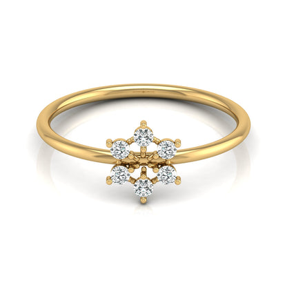 0.16 Carat Floral Diamond Wedding Ring Affordable Round Diamond Band for Women in Solid Gold - HIGHCARAT DIAMONDS