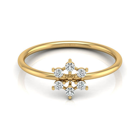 0.16 Carat Floral Diamond Wedding Ring Affordable Round Diamond Band for Women in Solid Gold - HIGHCARAT DIAMONDS