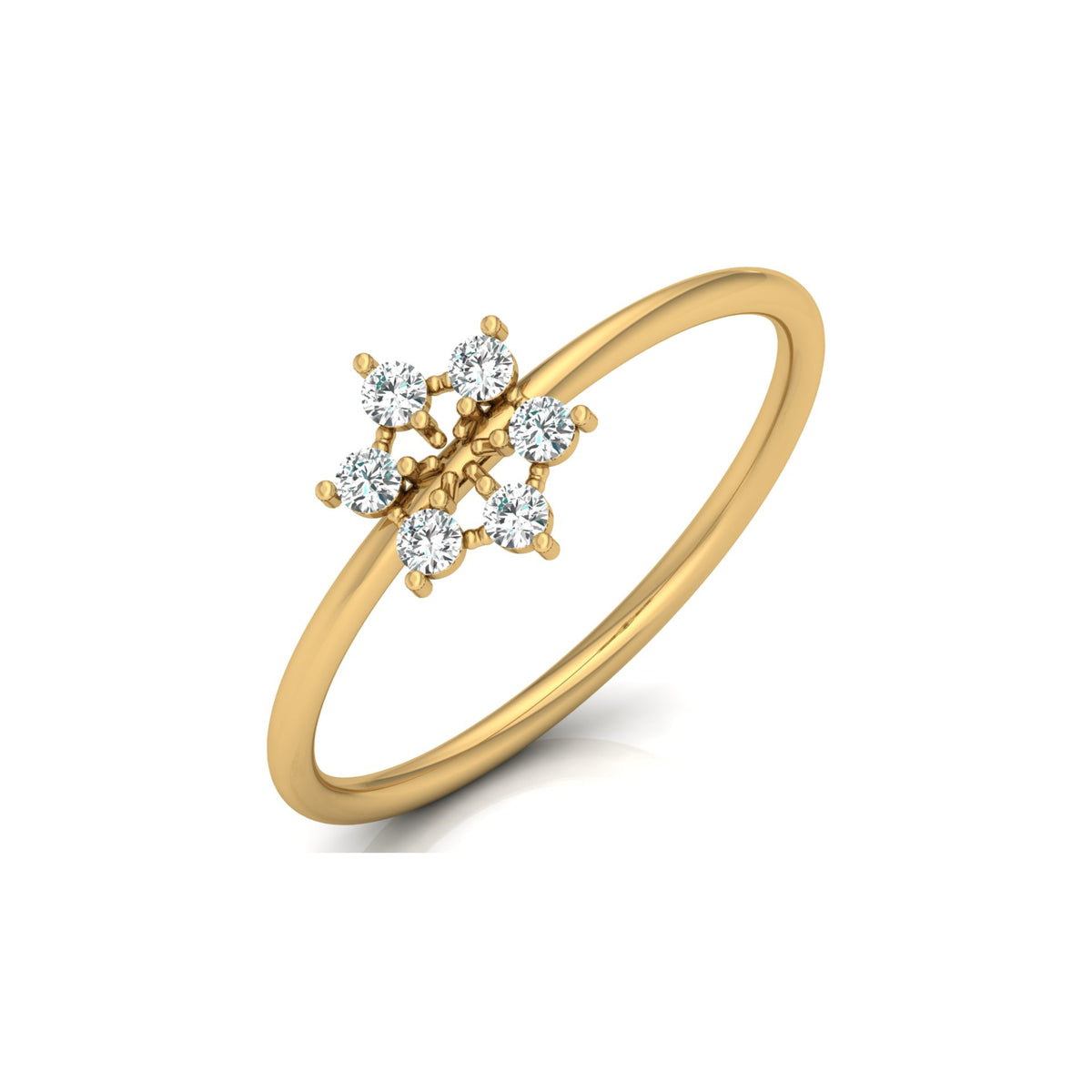 0.16 Carat Floral Diamond Wedding Ring Affordable Round Diamond Band for Women in Solid Gold - HIGHCARAT DIAMONDS