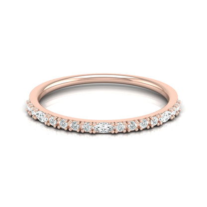 0.17 CT Round And Marquise Shaped Half Eternity Wedding Band Ring For Women's - HIGHCARAT DIAMONDS