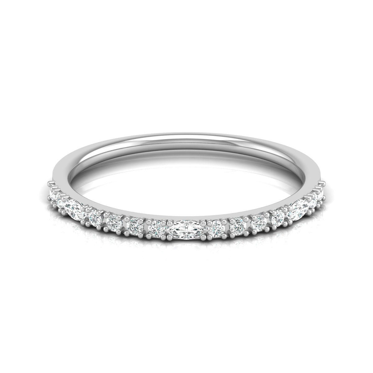 0.17 CT Round And Marquise Shaped Half Eternity Wedding Band Ring For Women's - HIGHCARAT DIAMONDS
