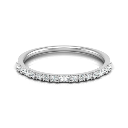 0.17 CT Round And Marquise Shaped Half Eternity Wedding Band Ring For Women's - HIGHCARAT DIAMONDS