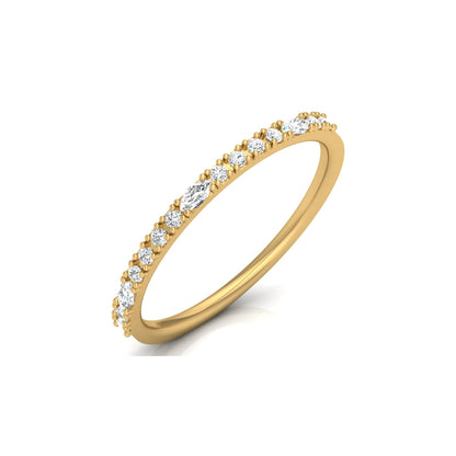 0.17 CT Round And Marquise Shaped Half Eternity Wedding Band Ring For Women's - HIGHCARAT DIAMONDS