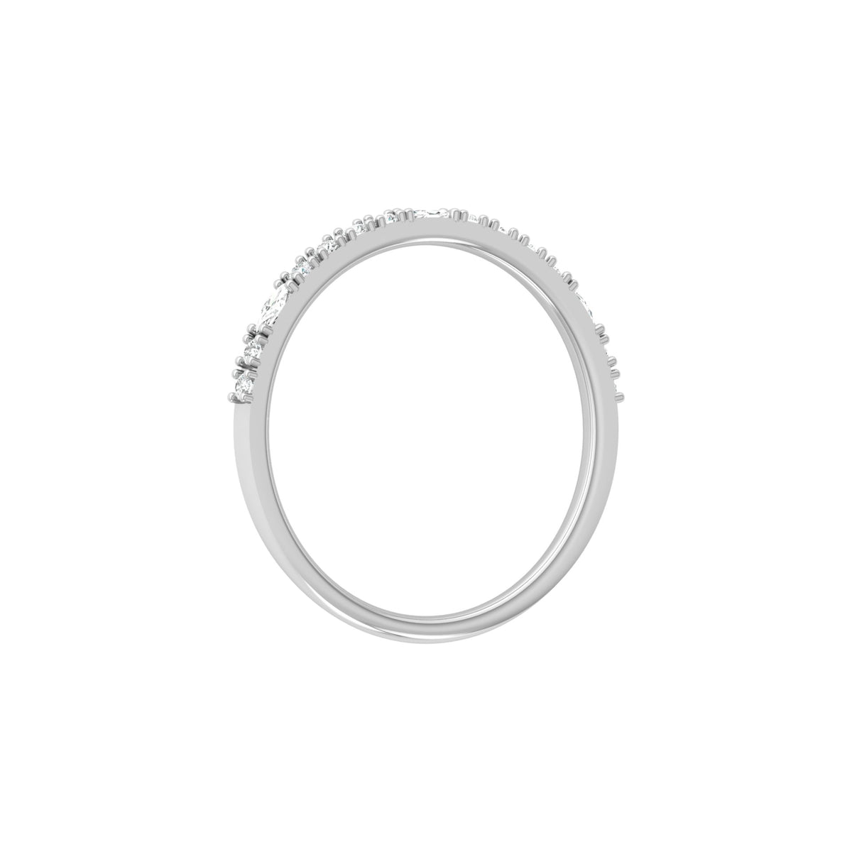 0.17 CT Round And Marquise Shaped Half Eternity Wedding Band Ring For Women's - HIGHCARAT DIAMONDS