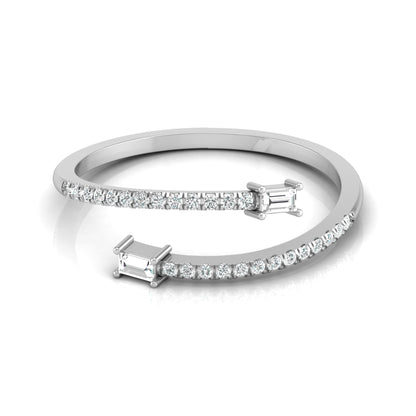 0.18 CT Baguette And Round Cut Open Cuff Engagement Ring For Women's - HIGHCARAT DIAMONDS