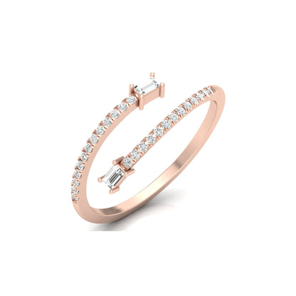 0.18 CT Baguette And Round Cut Open Cuff Engagement Ring For Women's - HIGHCARAT DIAMONDS