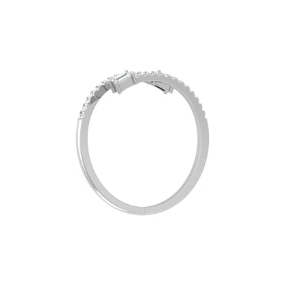 0.18 CT Baguette And Round Cut Open Cuff Engagement Ring For Women's - HIGHCARAT DIAMONDS