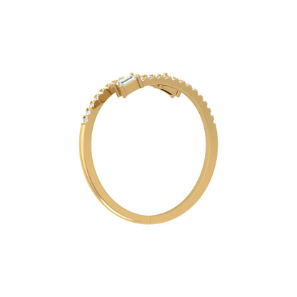 0.18 CT Baguette And Round Cut Open Cuff Engagement Ring For Women's - HIGHCARAT DIAMONDS