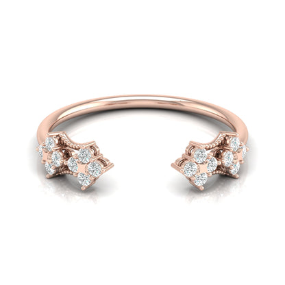 0.20 CT Round Diamond Open Cuff Ring Stylish Party Wear Ring for Women in Solid Gold - HIGHCARAT DIAMONDS