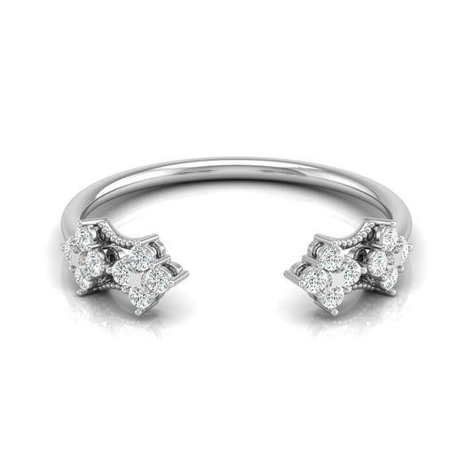 0.20 CT Round Diamond Open Cuff Ring Stylish Party Wear Ring for Women in Solid Gold - HIGHCARAT DIAMONDS