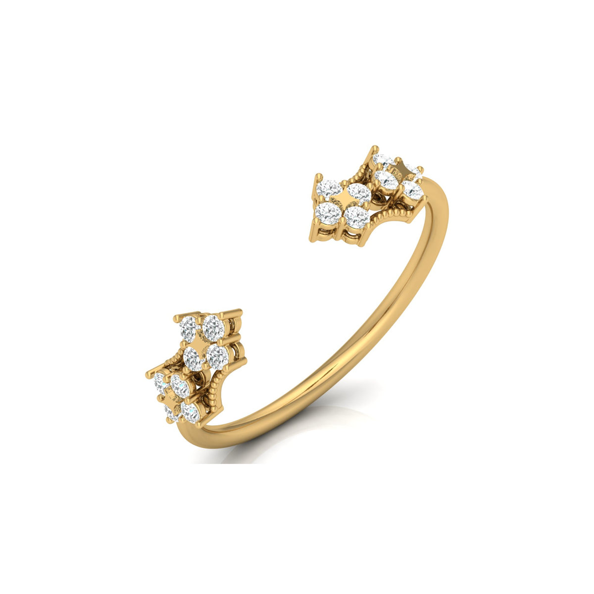 0.20 CT Round Diamond Open Cuff Ring Stylish Party Wear Ring for Women in Solid Gold - HIGHCARAT DIAMONDS