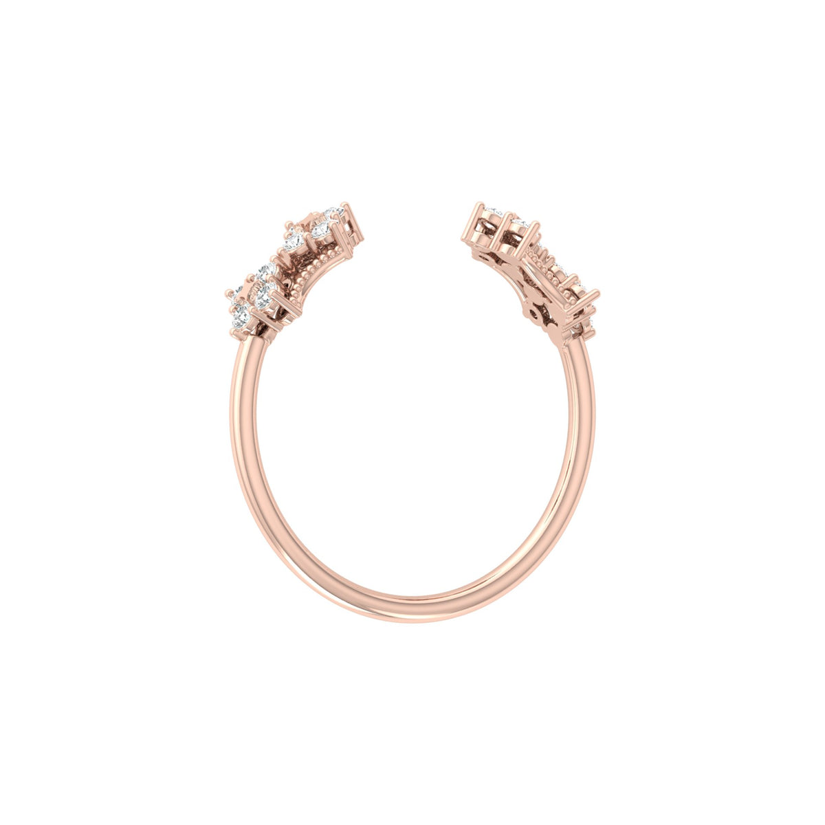 0.20 CT Round Diamond Open Cuff Ring Stylish Party Wear Ring for Women in Solid Gold - HIGHCARAT DIAMONDS