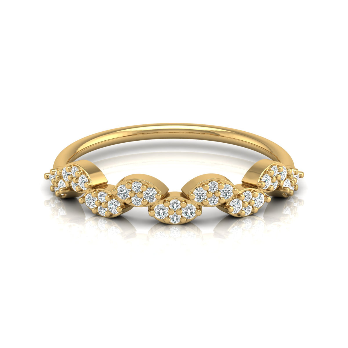 0.22 Carat Round Diamond Minimalist Wedding Band Ring Dainty Gold Ring for Her - HIGHCARAT DIAMONDS