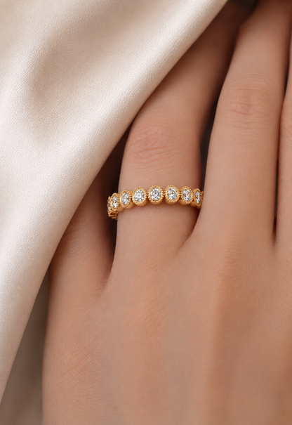 Bezel Set 0.26 CT Classic Band Designed  For Her Elegant & Durable MInimalist Band Ring - HIGHCARAT DIAMONDS