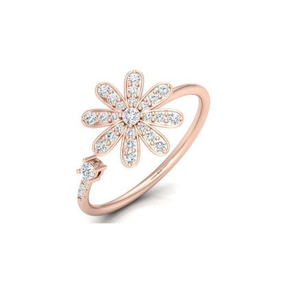 0.27 CT Rose Gold Floral Round Diamond Proposal Ring in 14 KT Gold - HIGHCARAT DIAMONDS