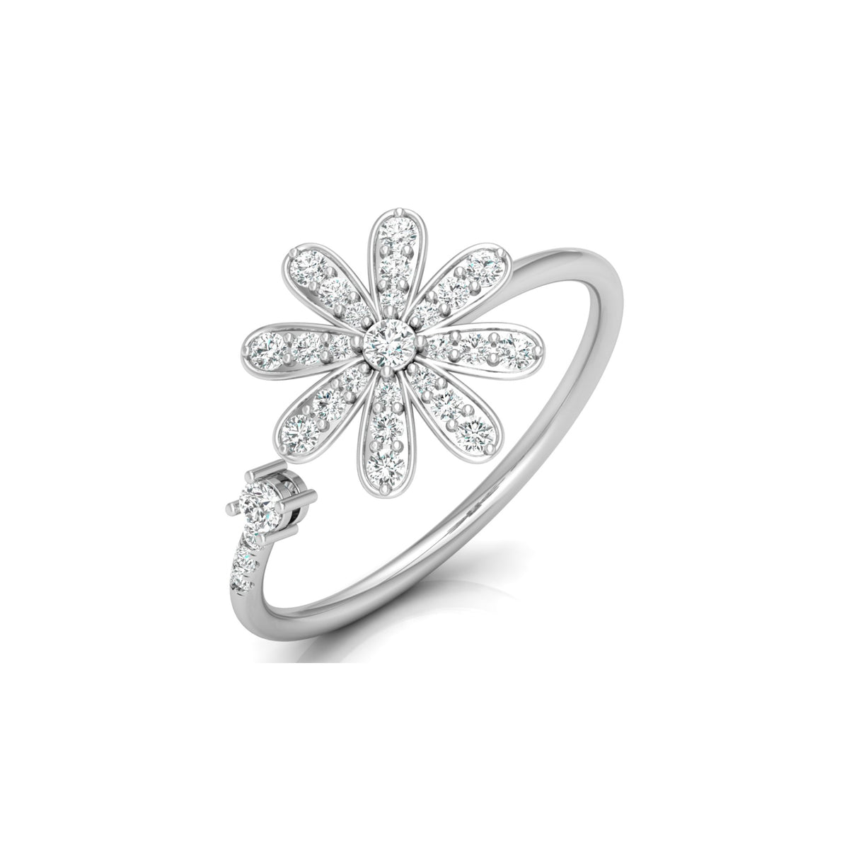 0.27 CT Rose Gold Floral Round Diamond Proposal Ring in 14 KT Gold - HIGHCARAT DIAMONDS
